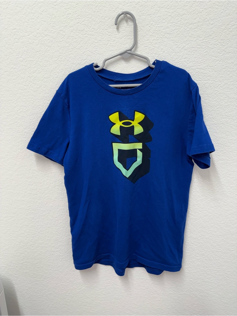 Under Armour Royal Blue Tee with Lime Accent Logo